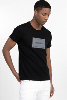 Мужская черная футболка с круглым вырезом Slim Fit из хлопка с принтом TUDORS, черный