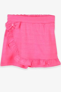 Юбка для девочек, шорты с оборками и бантом, неоново-розовый (1,5–2 года) Breeze