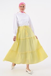 Светло-желтая юбка из вискозы с рюшами и эластичной резинкой на талии ALL DAY