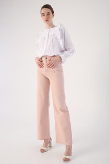 Светло-розовые брюки удобной посадки из 100% хлопка с широкими штанинами и крашением ALL DAY
