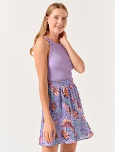 Светло-фиолетовая мини-атласная юбка с высокой талией и рисунком Jimmy Key