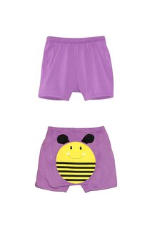 Светло-фиолетовые шорты с принтом пчел для девочек Lovetti