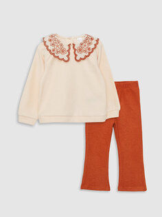 Свитшот и штаны для маленьких девочек с длинным рукавом и детальной вышивкой, комплект из 2 штук LCW baby