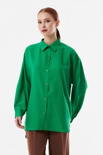 Свободная рубашка с длинной спиной Fullamoda, зеленый