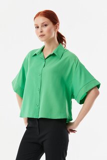 Свободная рубашка с длинной спиной Fullamoda, зеленый