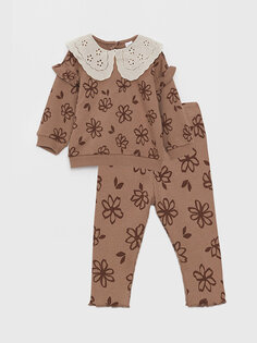 Свитшот и колготки для маленьких девочек с длинными рукавами и воротником-стойкой, комплект из 2 предметов LCW baby