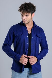 Сезонная замшевая рубашка с двойными карманами XC U16463 Stilkombin, индиго темно-синий