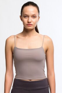Серая женская укороченная футболка с тонким ремешком Chandraswear