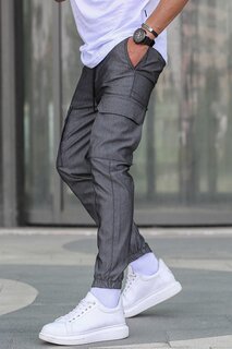 Мужские брюки-джоггеры антрацитового цвета с карманами-карго 5463 MADMEXT