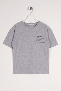 Серая футболка меланжевого цвета для мальчика с принтом Timeless Zepkids