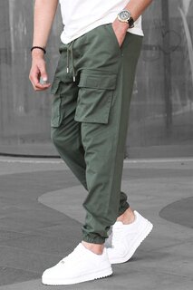 Мужские брюки-джоггеры цвета хаки с карманами-карго 6812 MADMEXT