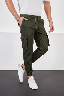Мужские брюки-карго цвета хаки с эластичной резинкой на талии и карманами на штанинах Dobby Jogger Z Giyim
