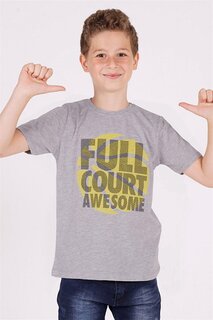 Серая футболка с короткими рукавами и принтом баскетбольного мяча для мальчика Zepkids