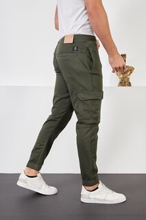 Мужские брюки-карго цвета хаки с карманами и эластичной резинкой на талии и штанинах Z Giyim