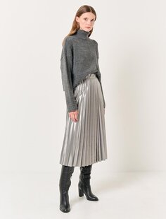 Серебряная плиссированная блестящая юбка-миди с высокой талией Jimmy Key