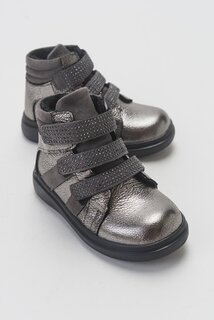 Серебряные повседневные ботинки из натуральной кожи с анатомической формой для девочек MİNİPİCCO, серебро Minipicco