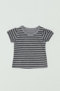 Серо-черная полосатая футболка для маленьких девочек JackandRoy