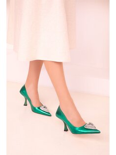 Женские туфли на шпильке под кожу с аппликацией Soho Exclusive, зеленый