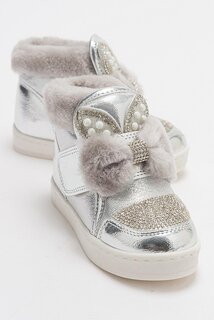 Серебряные повседневные ботинки из искусственной кожи с анатомическим камнем для девочек MİNİPİCCO, серебро Minipicco
