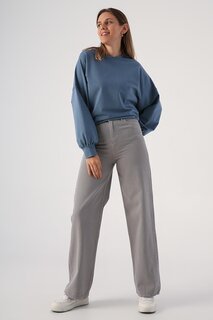 Серые удобные широкие брюки из 100% хлопка ALL DAY