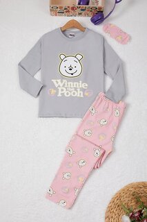 Серый пижамный комплект для девочек с принтом Teddy Bear 16925 Pijakids