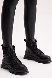Женские черные кожаные удобные женские ботинки Tonny Black на шнуровке TONNY BLACK