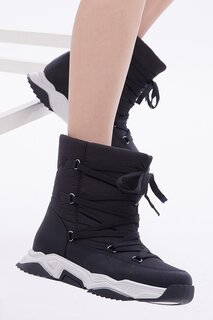 Женские черные удобные зимние ботинки со спортивной подошвой и кружевной отделкой TONNY BLACK