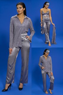 Серый пижамный комплект-бюстье со складками из 6 предметов FOR YOU MODA