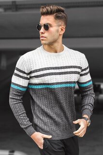 Серый свитер с круглым вырезом 5197 MADMEXT