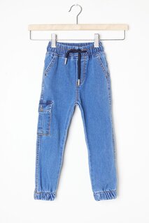 Синие джинсовые брюки Cargo Pocket с эластичной резинкой на талии для мальчиков 16225 Wikiland