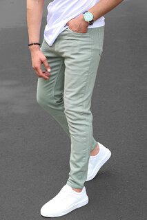 Мужские зеленые брюки узкого кроя из плотной ткани MADMEXT
