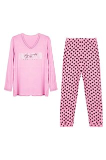 Женский вискозный пижамный комплект с длинными рукавами Dominant, розовый