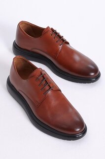 Мужские классические туфли из натуральной кожи светло-коричневого цвета со шнуровкой спереди TONNY BLACK