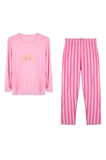Женский вискозный пижамный комплект с длинными рукавами Dominant, розовый