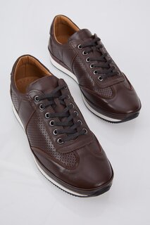 Мужские коричневые удобные спортивные туфли из натуральной кожи на шнуровке TONNY BLACK