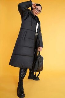 Женский длинный пуховик в черном хиджабе с капюшоном HZL23W-BD151201 hazelin