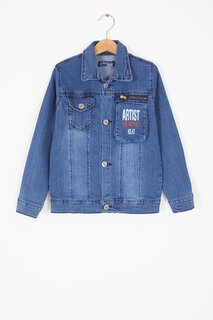 Синяя джинсовая куртка с карманами на молнии для мальчиков 16816 Wikiland