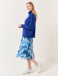 Синяя юбка-миди из плиссированной сетки с высокой талией и рисунком Jimmy Key