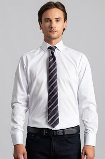 Современная приталенная мужская белая рубашка из атласа и хлопка TUDORS, белый