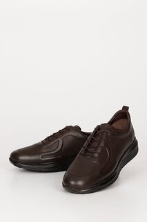 Мужские кроссовки на шнуровке для повседневного использования из натуральной кожи с круглым носком 42659 GÖNDERİ(R)