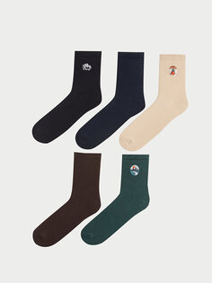 Мужские носки с вышивкой (5 шт.) LCW ACCESSORIES, окрашенная пряжа смешанного цвета