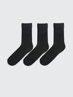 Мужские носки с вышивкой, 3 предмета LCW ACCESSORIES, новый черный