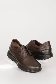 Мужские кроссовки на шнуровке для повседневного использования из натуральной кожи с круглым носком 42990 GÖNDERİ(R)