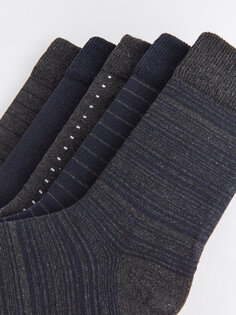 Мужские носки с рисунком, 5 пар носков LCW ACCESSORIES, темно-синий