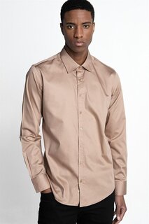 Современная приталенная мужская рубашка из хлопкового атласа премиум-класса TUDORS