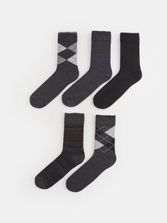 Мужские носки с рисунком, 5 пар носков LCW ACCESSORIES, окрашенная пряжа смешанного цвета