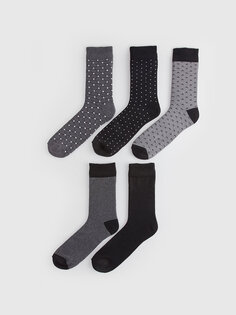 Мужские носки с рисунком, 5 пар носков LCW ACCESSORIES, окрашенная пряжа смешанного цвета