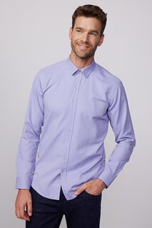 Современная приталенная хлопковая легкая гладкая мужская рубашка Добби синего цвета TUDORS