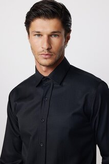 Современная приталенная хлопковая черная мужская рубашка Добби, которую легко гладить TUDORS, черный