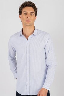 Современная приталенная хлопковая мужская синяя рубашка Добби, которую легко гладить TUDORS, синий